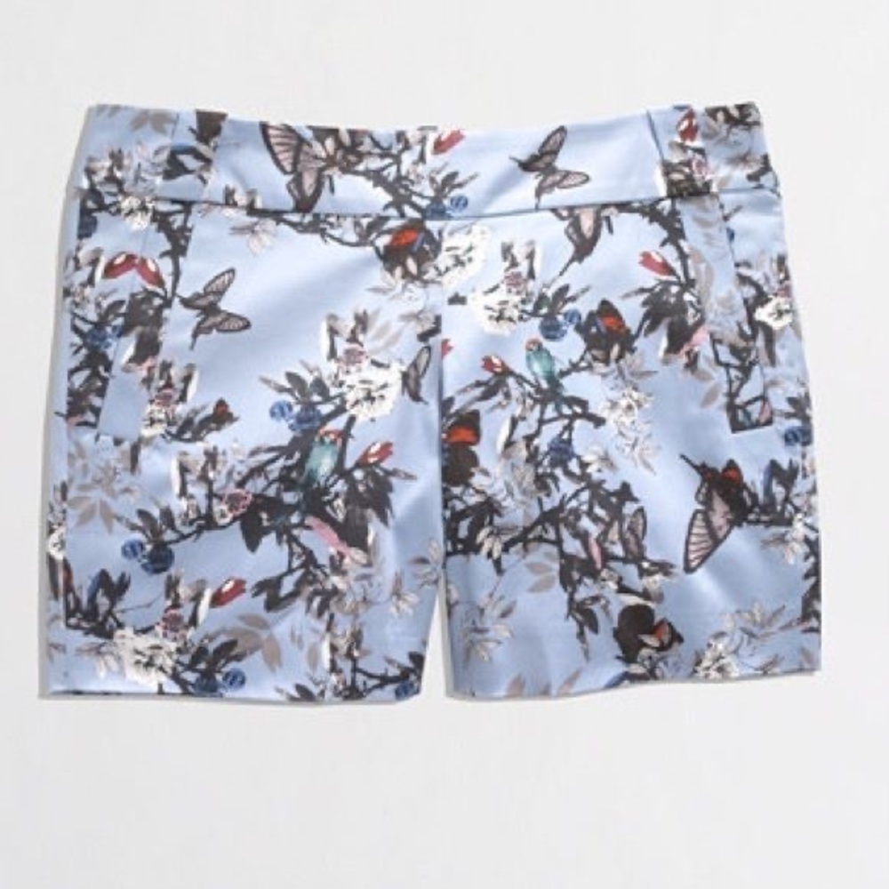 NWOT J Crew Factory 5” short Botanical bird print